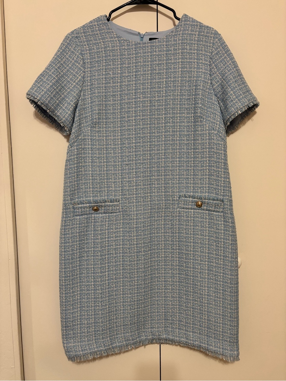 Ann Taylor Powder Blue Tweed Mini Shift Dress